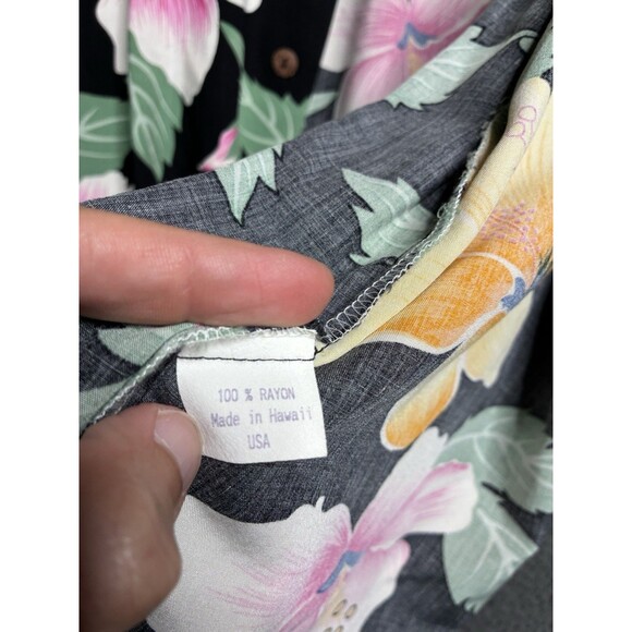 Vtg Loop Collar Hawaiian Shirt Floral Mens XL Rayon Made in USA Rockabilly - Picture 3 of 13